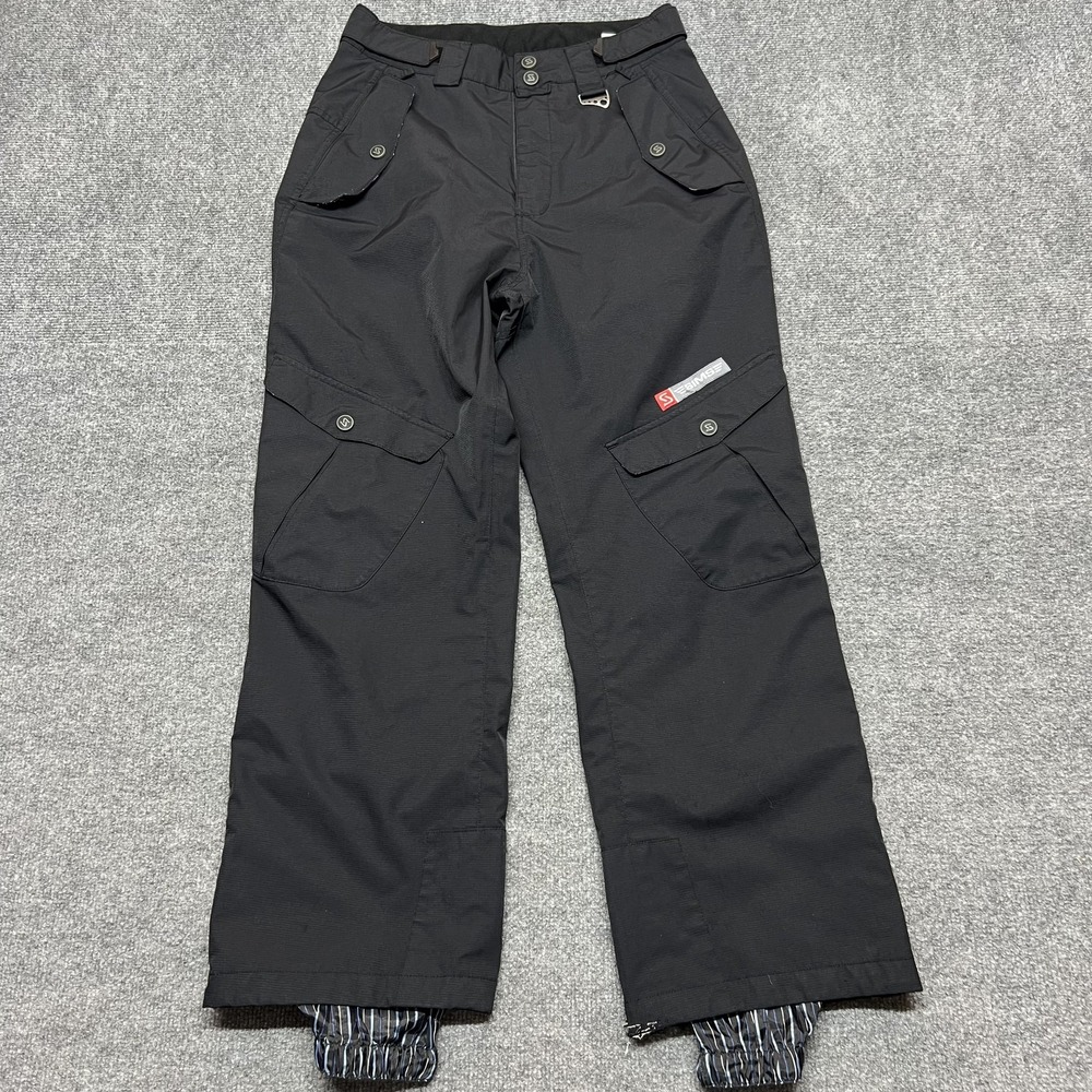 SIMS Snow Pants Mens Small Black Insulated Ski Snowboard Cargo Pockets